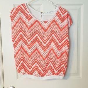 Collective Concepts Orange & White Pattern Top